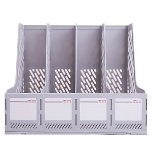 Giá Tài Liệu 4 Ngăn Đứng Deli - Nhựa PP - Ghi Xám / Đen - E9846