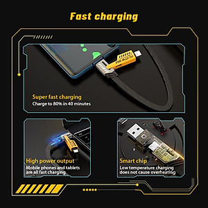Cáp Sạc 4 Trong 1 đa năng dài 1 mét - công suất 65W, dùng cho nhiều dòng điện thoại 
