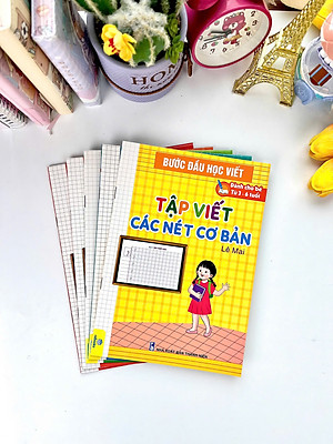 Bộ 5 cuốn Bước đầu học viết (tập tô vần, tập tô số và hình khối, tập viết các nét cơ bản, tập viết chữ cái, tập tô chữ)