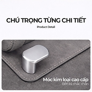 Móc Treo Đa Năng Có Hộc Đựng Ly Trên Ô Tô CIND BO-L021 Bằng Kim Loại Bọc Da Lộn Màu Xám Sang Trọng Cho Nội Thất Xe - Nhập Khẩu Chính Hãng