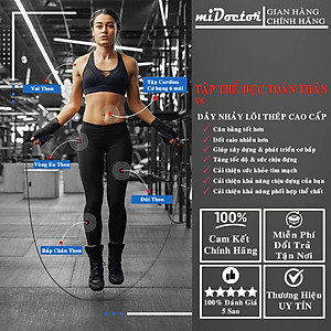 Bộ Dụng Cụ Hít Đất Cầm Tay Và Dây Nhảy Lõi Thép Có Thể Điều Chỉnh Dộ Dài Chống Rối – Combo Dụng Cụ Chống Đẩy Kèm Dây Nhảy Lõi Thép Tập Gym Tập Thể Thao Cao Cấp Chính Hãng miDoctor