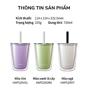 Ly nhựa 2 lớp Bubble Tea Cold Cup LocknLock HAP529 - Kèm ống hút - Dung tích 720ml