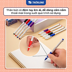 Combo 5/10/20 Bút Gel Thiên Long GEL-012 ngòi 0.5mm mực xanh đỏ đen tím có đệm cầm tay mềm đầu bi cao cấp
