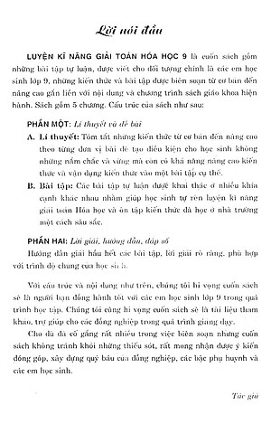 Sách Luyện Kỹ Năng Giải Toán Hóa Học 9
