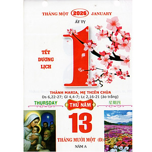 Lịch công giáo thiên chúa có các ngày lễ và lời chúa từng trang có kèm ốc vít kích thước dài 20.5cm ngang 14.5cm Bính Ngọ 2026