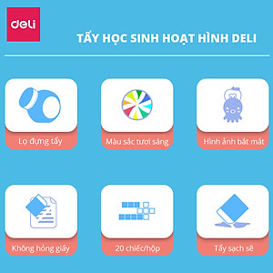 Gôm tẩy học sinh Deli đủ màu - 20 chiếc -  7533