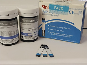 50 Que Thử Đường Huyết  Dùng Cho Máy Safe AQ UG Kèm 50 Kim Chích Máu Sinocare