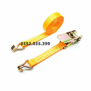 Dây cảo chằng hàng tăng đơ bản 25mm, Có Móc J, dài 1m-8m, tải trọng 1 tấn, chất liệu Polyeter cường lực