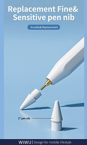 Bút cảm ứng Wiwu Pencil L Dành cho Ipad làm bằng hợp kim nhôm, thiết kế từ tính bảo vệ bút khỏi bị lăn và rơi - Hàng chính hãng