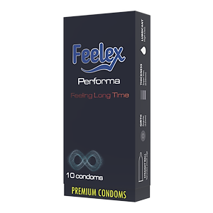 Bao cao su Feelex Performa Premium siêu mỏng, kéo dài thời gian quan hệ, hộp 10bcs