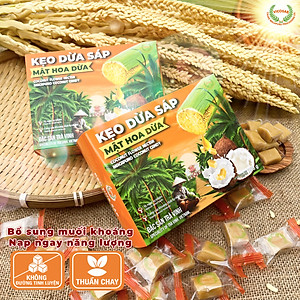 Kẹo dừa sáp VICOSAP mật hoa dừa không đường đồ ăn vặt healthy kẹo mềm dẻo đặc sản Trà Vinh hộp 180g