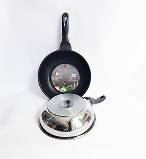 Chảo inox chống dính sâu lòng cao cấp Fivestar 3 đáy từ , inox 430, tặng 1 sạn dừa