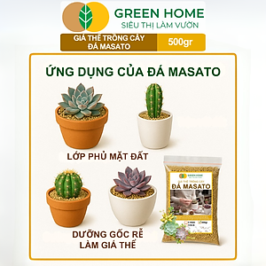 Đá Khoáng Masato GreenHome, Bao 500gr, Loại Cao Cấp, Sạch Bụi, Không Vụn, Rải Mặt, Kích Rễ, Giúp Sen Đá Lên Màu Nhanh