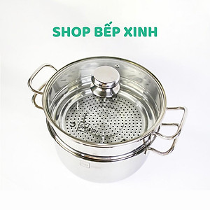 Bộ nồi chảo xửng hấp 3 Đáy Inox 430 cao cấp Fivestar Standard bếp từ nắp kính , tặng 1 vá canh