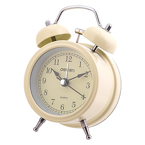 Đồng Hồ Báo Thức Dạ Quang Deli - Khung Thép Không Gỉ - 9024