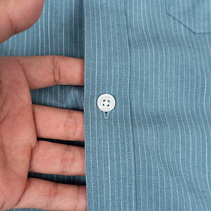 Áo Sơ Mi Nam Công Sở Trung Niên Anton Somianton Màu Xanh Lục Kẻ Sọc Trắng Ngắn Tay Sợi Bamboo- XNC141