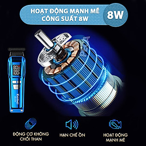 Tông đơ chấn viền Kemei KM-2795 lưỡi cắt mạ carbon DLC cao cấp công suất mạnh mẽ 8W sạc nhanh USB pin lâu - Chính hãng