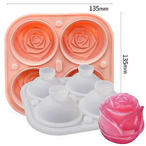 Khay đá silicone hoa hồng tủ lạnh 4 viên có nắp đậy - Khuôn làm thạch hoa quả hình cao cấp - Hàng Loại 1 - Chính Hãng MINIIN - Giao màu ngẫu nhiên