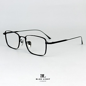 Gọng Kính Cận Giả Cận Nam Nữ Cao Cấp Titanium BLUE LIGHT, Mắt Chữ Nhật Nhỏ Dày Dặn, Nhẹ Dẻo Bạc, Đen