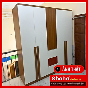 [Kèm Ảnh Thực Tế - Miễn phí vận chuyển & Lắp đặt] TỦ QUẦN ÁO GỖ CÔNG NGHIỆP CAO CẤP 5 CÁNH OHAHA - TQA039