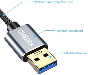 Dây Cáp Nối Dài USB 3.0 Dài 2M CHOETECH XAA001-BK - Hàng Chính Hãng