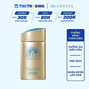 Kem chống nắng dạng sữa dưỡng da kiềm dầu bảo vệ hoàn hảo Anessa Perfect UV Sunscreen Skincare Milk SPF 50+ PA++++ 60ml