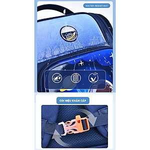 Balo chống gù cho bé đi học tiểu học form hộp đứng nhiều ngăn vải Oxford cao cấp BF18-138L