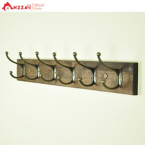 Móc gỗ treo quần áo gắn tường, kệ treo đồ trang trí Anzzar, decor phòng ngủ,móc treo quần áo, phụ kiện, giá gỗ treo quần áo màu nâu socola