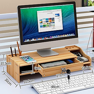 Kệ để máy tính đa năng KM03 kệ màn hình máy tính để bàn bằng gỗ bền chắc mẫu đẹp có hộc cất bàn phím ngăn để tài liệu