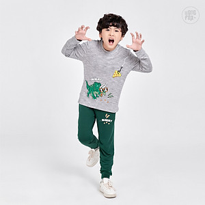 Bộ bé trai BIGFOX - MISS MEOW thu đông, bộ dài tay cho bé phong cách Âu Mỹ in khủng long 12 - 43kg