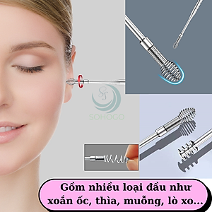 Bộ dụng cụ lấy ráy tai inox cao cấp- Bộ ngoáy tai y tế inox 304- Dụng cụ lấy ráy tai chuyên nghiệp- Bộ vệ sinh tai không đau, an toàn- Bộ dụng cụ ngoáy tai chống gãi rát- Que lấy ráy tai đa năng bằng thép không gỉ