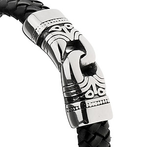 Stainless Steel Braided Leather Bracelet for Men Bangle Wrap  Clasp