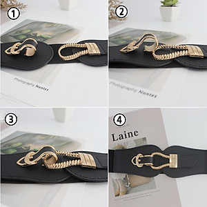 Dây Thắt Lưng Nữ Nịt Đầm Da Đai Váy Họa Tiết Khóa Cài Bản To Kim Loại Đen Đỏ Trắng 