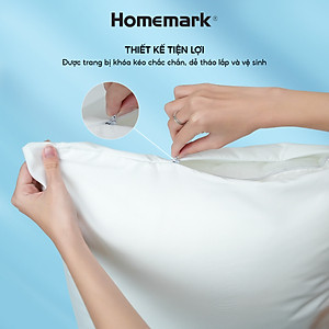 Bảo Vệ Gối Khách Sạn Homemark 50x70cm - Kháng Nước, Chống Bụi, Khóa Kéo Tiện Lợi