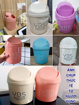 Thùng Rác Mini Để Bàn YBS Thùng Rác Nhỏ Cute Có Nắp Đậy Tiện Lợi 3 Màu Lựa Chọn