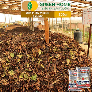 Chế Phẩm Vi Sinh EM Greenhome, Emuniv, Gói 200gr, Dùng Ủ Phân Bón Hữu Cơ, Xử Lý Rác Thải Gia Đình, Phân Huỷ Nhanh