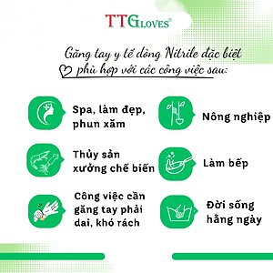 Găng Tay Y Tế Size XS Không Bột Nitrile TTGLOVES Màu Trắng (100 Chiếc/hộp)