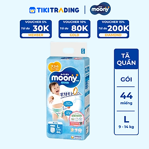 Tã Quần Cao Cấp Moony Nhật Bản Bé Trai L44 (44 Miếng)