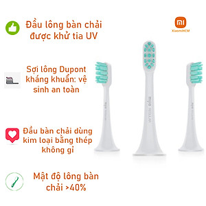 Combo 3 Đầu bàn chải thay thế cho bàn chải đánh răng điện Xiaomi Mijia T300 T500 - Hàng chính hãng 