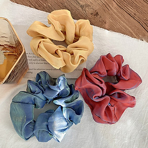  Dây buộc tóc Scrunchies Satin vân nhũ bóng sang mịn HD46