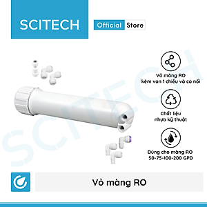 Vỏ màng RO kèm van 1 chiều và co nối dùng trong máy lọc nước (Dùng cho màng RO 50-200 GPD) - Hàng chính hãng