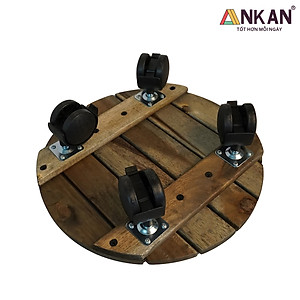 Đế Lót Chậu Cây Có Bánh Xe Thương Hiệu ANKAN, Kệ Để Chậu Cây Cảnh, Có Bánh Xe, Mặt Tròn Bằng Gỗ Tràm, Màu Đen Đường Kính 30 Cm, Tải Trọng 60kg, Thích Hợp Để Đặt Chậu Cây Trong Nhà, Ngoài Trời, Tiện Lợi Di Chuyển