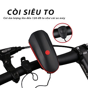 Bộ đèn liền còi cho xe đạp, còi to đèn sáng 3 chế độ, chống nước