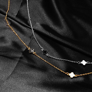 Dây đeo gọng kính mix cỏ 4 lá đen trắng cá tính ấn tượng hot trend Âu Mỹ