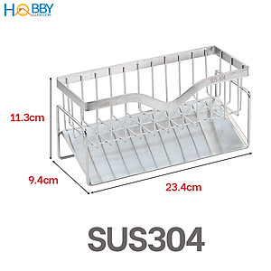 Kệ rổ để đồ rửa chén gác bồn rửa chén inox 304 Hobby home decor KRC8