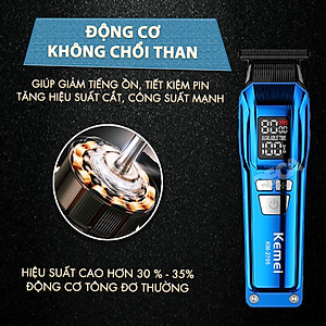 Tông đơ chấn viền Kemei KM-2795 lưỡi cắt mạ carbon DLC cao cấp công suất mạnh mẽ 8W sạc nhanh USB pin lâu - Chính hãng
