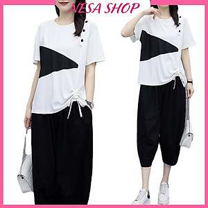 Đồ bộ nữ mặc nhà tay ngắn, chất liệu Cotton co giãn, Set bộ đi chơi nữ, trẻ trung, phá cách, NeSa Shop