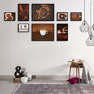 Bộ Khung Kính Treo Tường Treo Quán Cafe, Coffee Cực Đẹp Tặng Kèm bộ ảnh như hình mẫu, đinh treo tranh và sơ đồ treo - PGC242