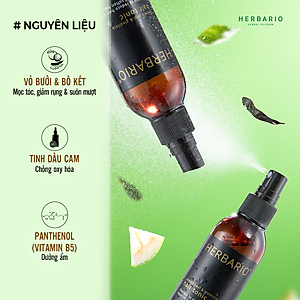 Nước dưỡng tóc Vỏ Bưởi & Bồ Kết Herbario 100ml (pomelo peel & gleditsia hair tonic) giúp giảm rụng tóc kích thích mọc tóc nhanh