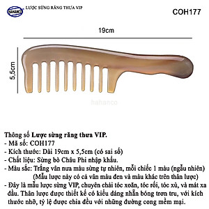 Lược sừng răng thưa xuất Nhật hàng VIP (Size: XL - 19cm) COH177 - Cho tất cả các loại tóc /xoăn /xù /rối - Chăm sóc tóc